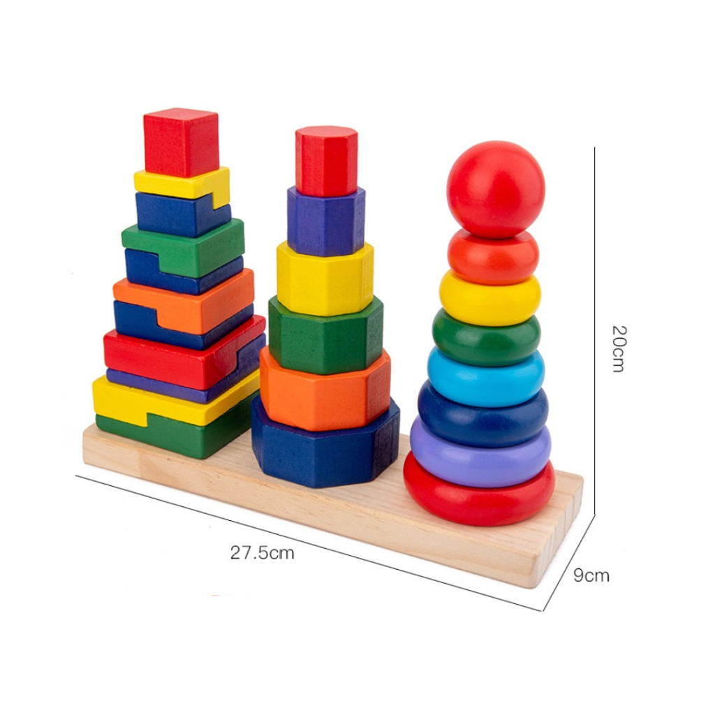 Wooden Geometric Stacking Puzzle