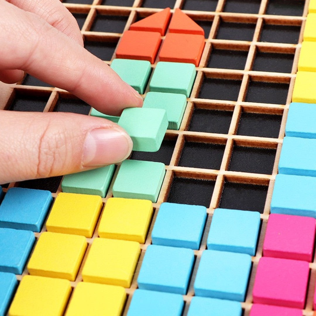 Wooden Mosaic Puzzle 370 pc Pixel Art Montessori Educational Learning Toys