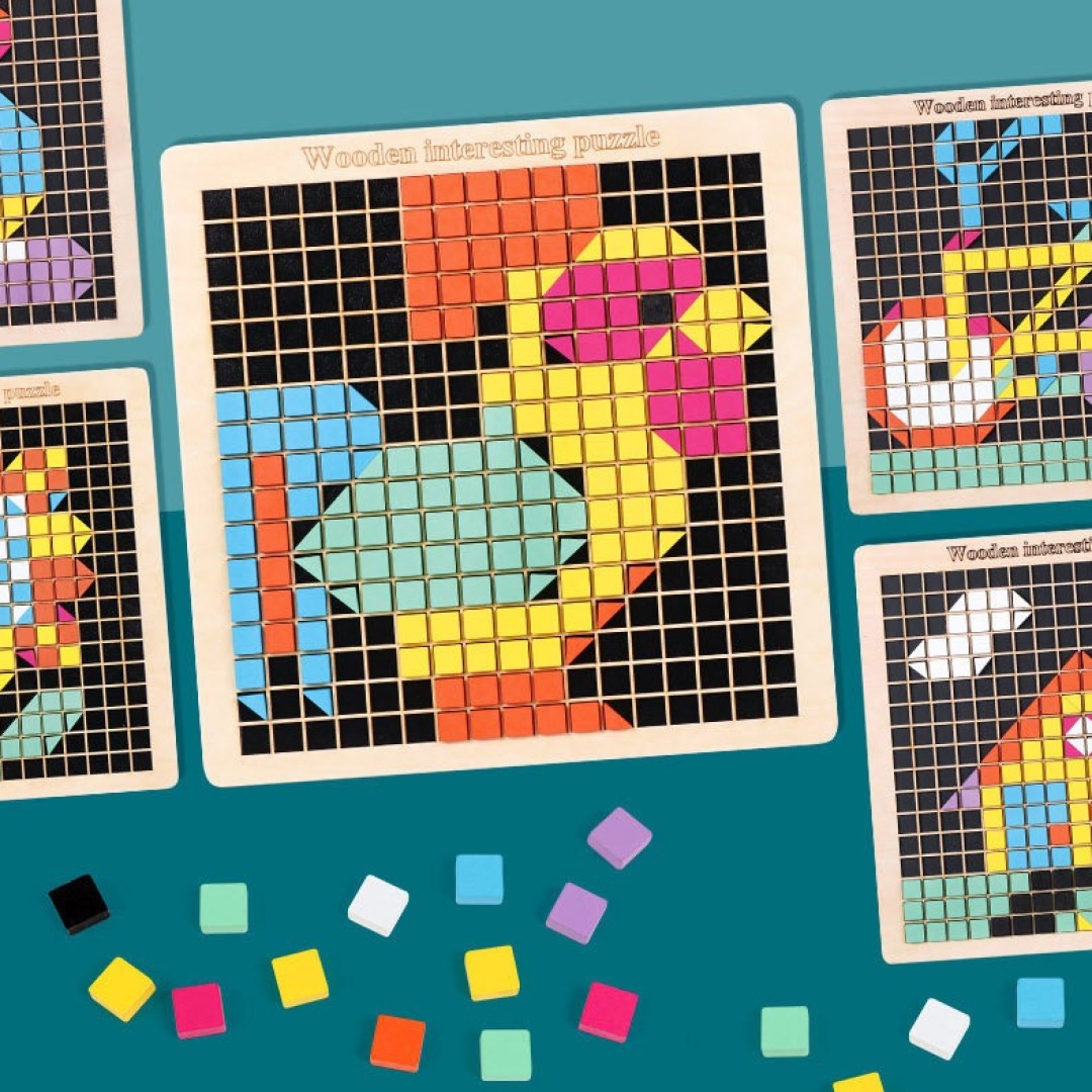Wooden Mosaic Puzzle 370 pc Pixel Art Montessori Educational Learning Toys