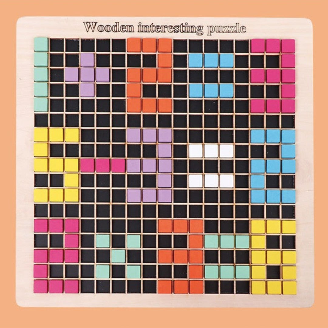 Wooden Mosaic Puzzle 370 pc Pixel Art Montessori Educational Learning Toys