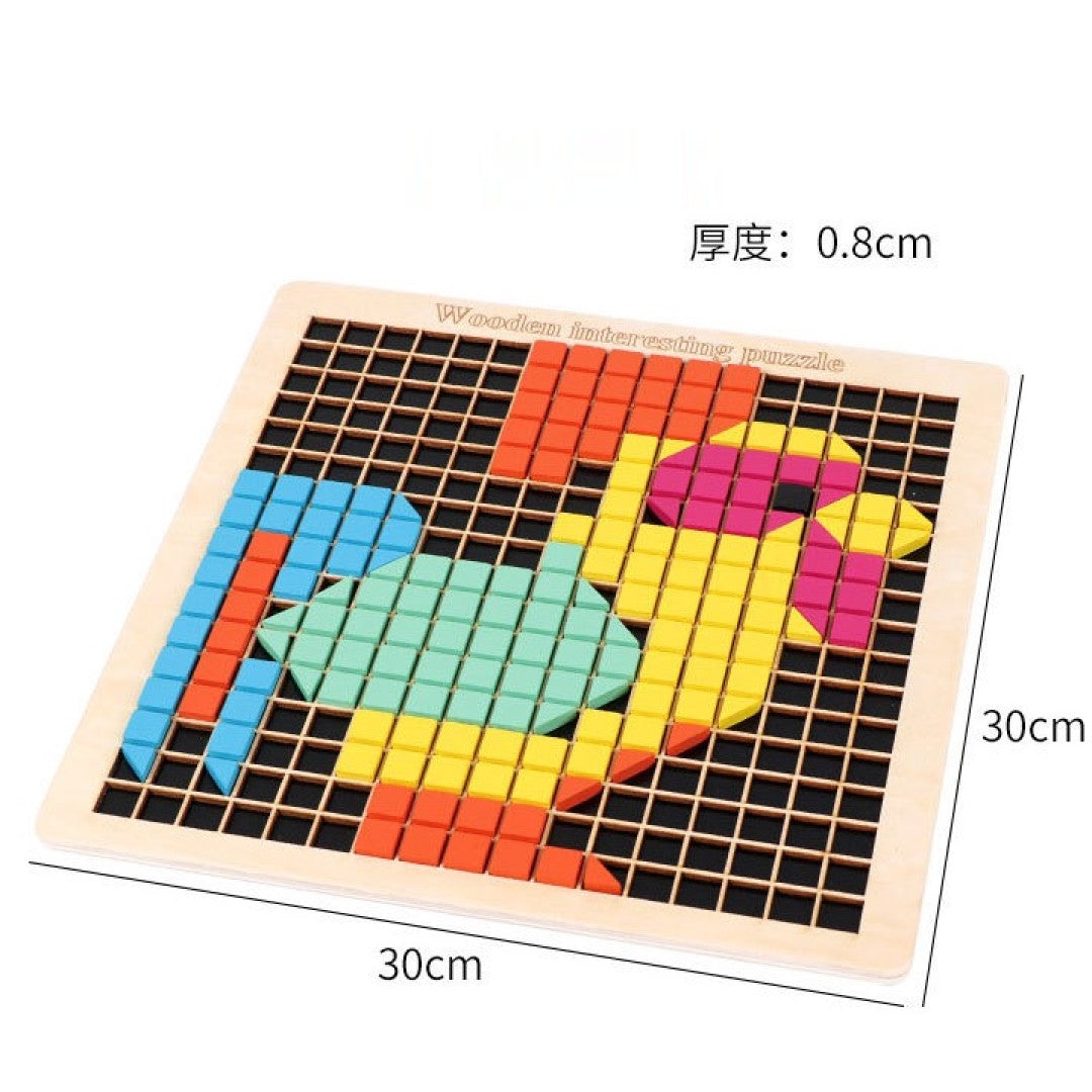 Wooden Mosaic Puzzle 370 pc Pixel Art Montessori Educational Learning Toys