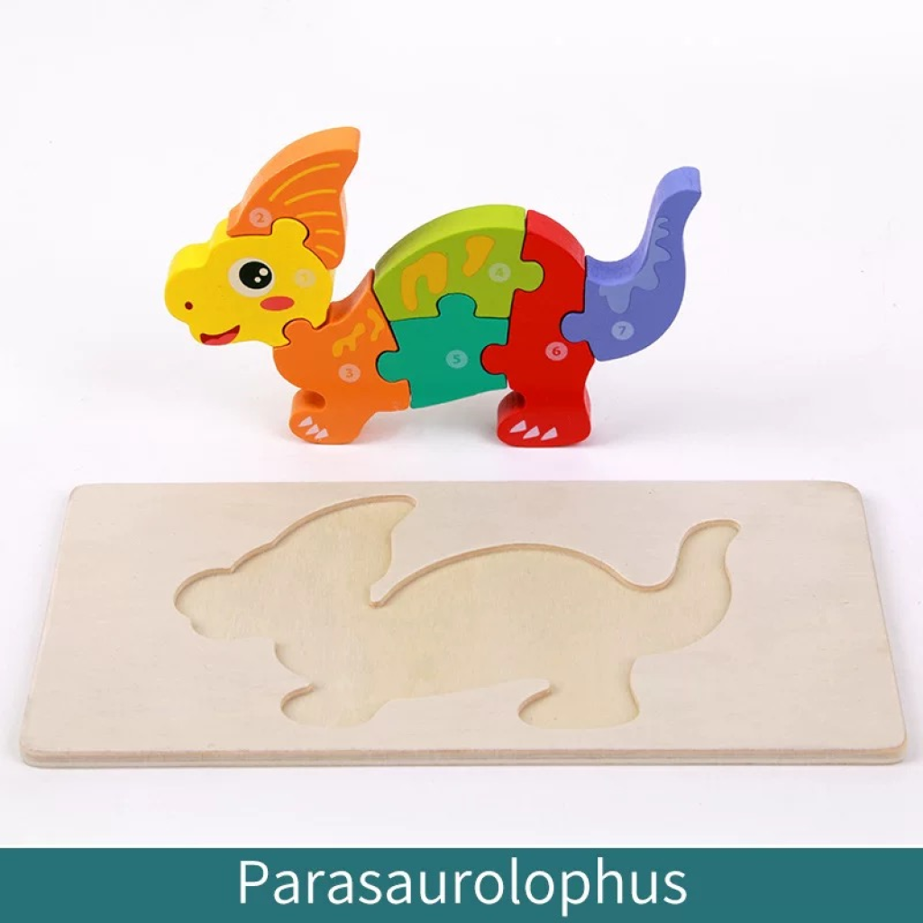 Wooden  Parasaurolophus Puzzle For Kid 7pcs