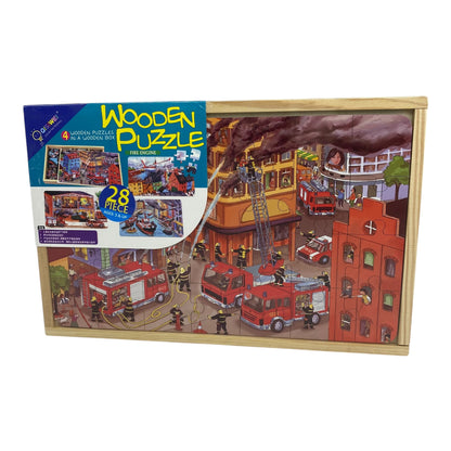 4in1 Wooden Puzzle Fire Fighting Theme 28 Pieces