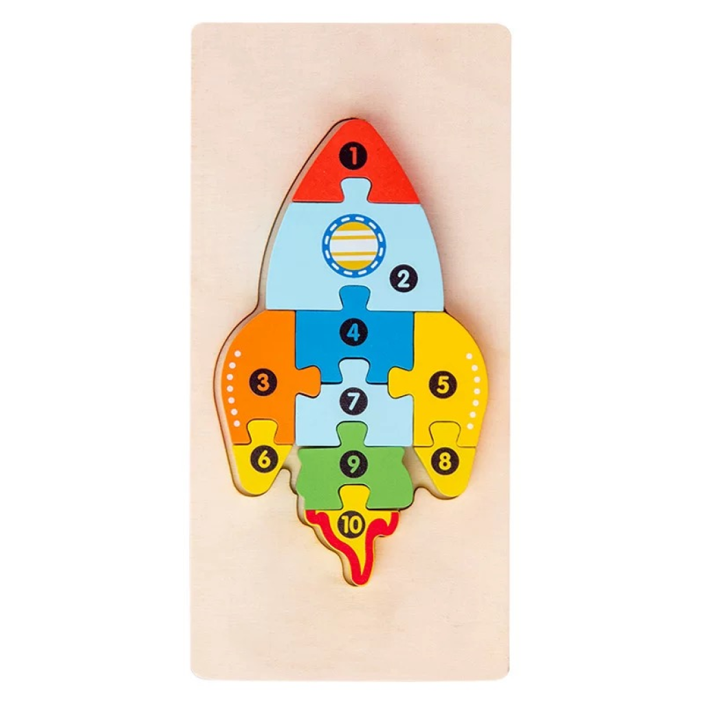 Wooden  Rocket puzzle For Kid 10pcs