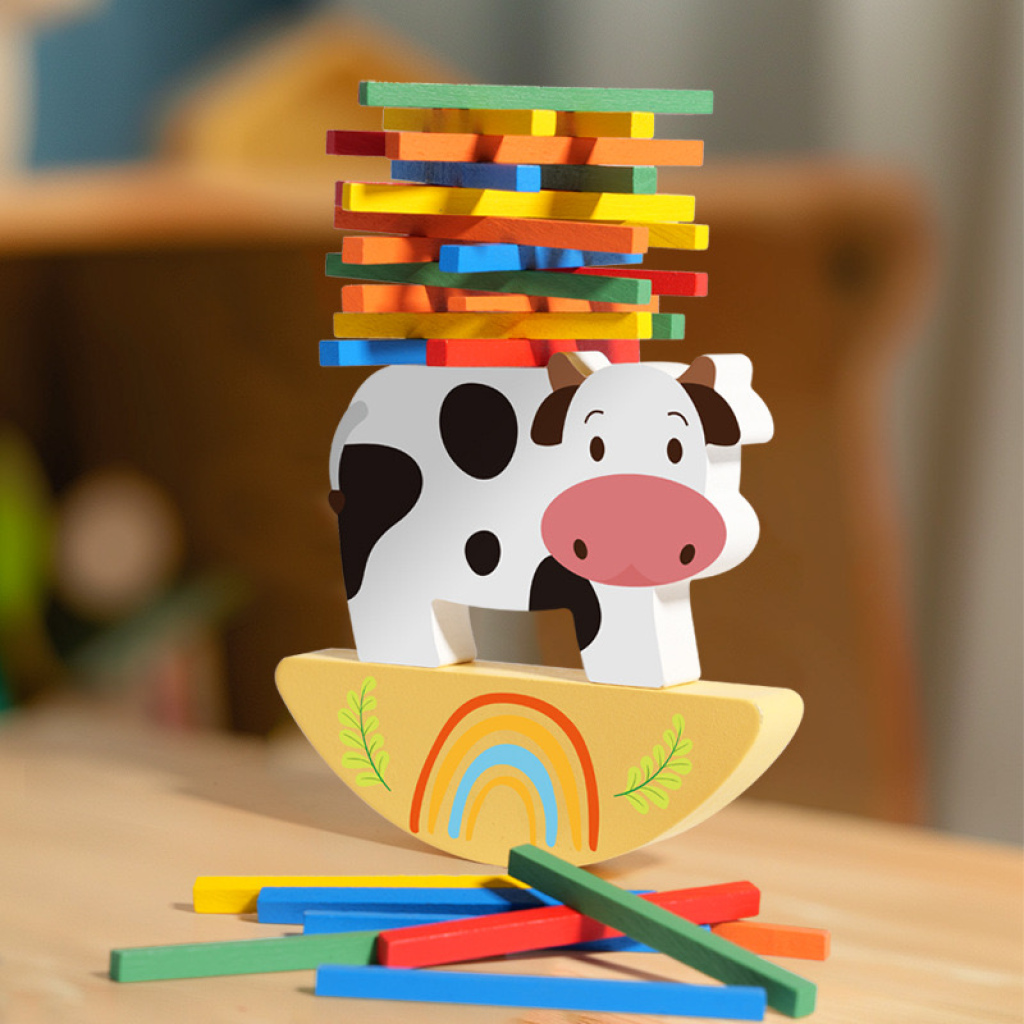 Stacking Cows Math Game Wooden Stacking Blocks Cow – Boardgames and Puzzles