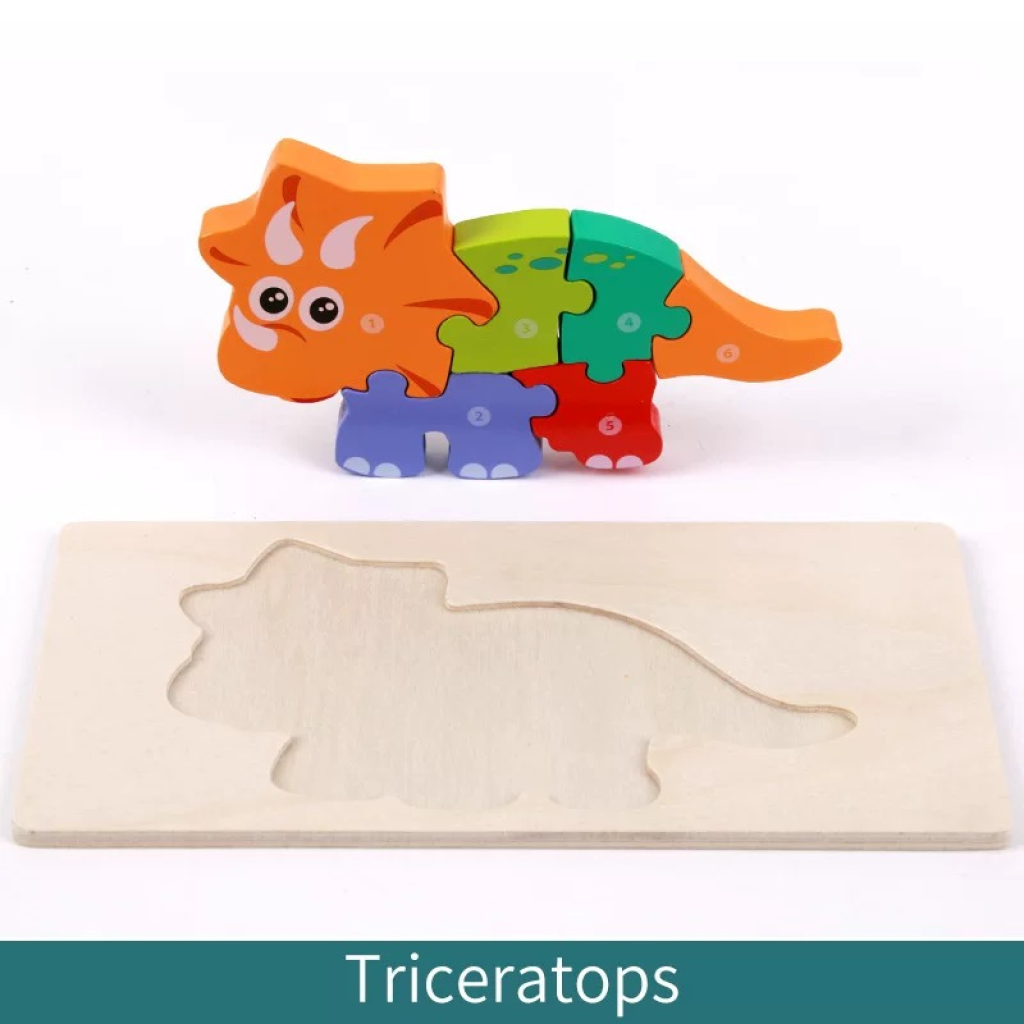 Wooden Triceratops Puzzle For Kid 6pcs