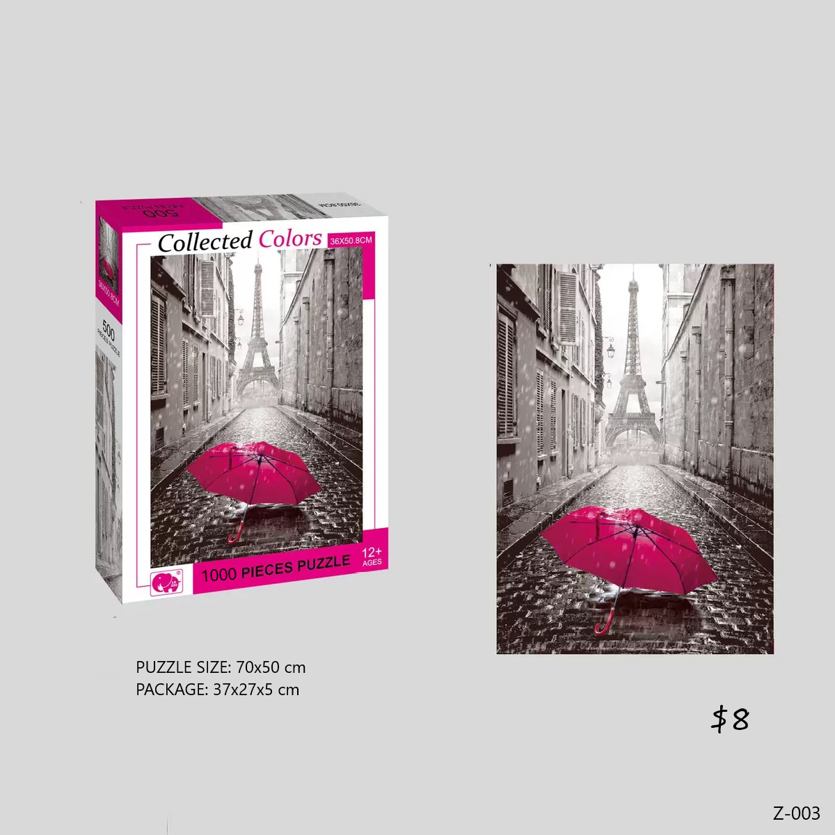 Pink Umbrella in Paris 1000pcs