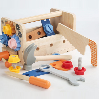 children’s wooden toy toolbox
