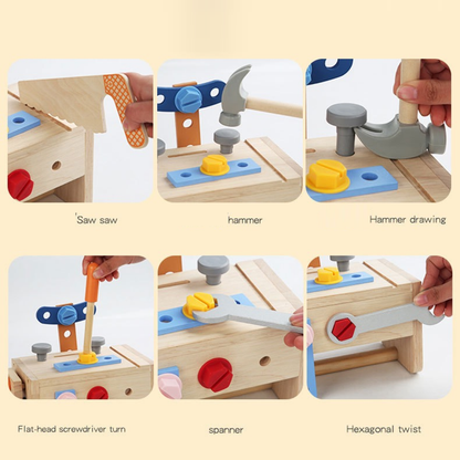 children’s wooden toy toolbox
