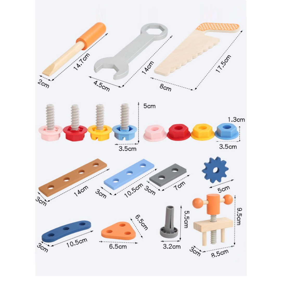 children’s wooden toy toolbox