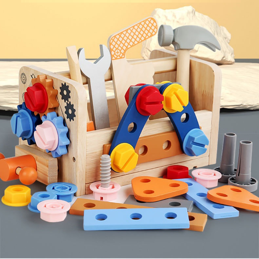 children’s wooden toy toolbox