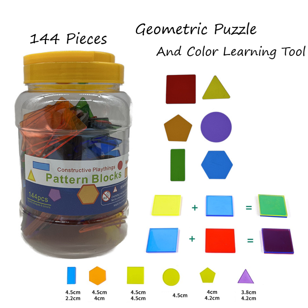 Constructive Playthings Pattern Blocks 144pcs – Boardgames and Puzzles