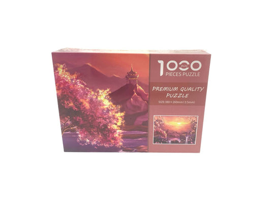 Mini Puzzle 1000 pieces (Wine red cherry blossom mountain dawn)