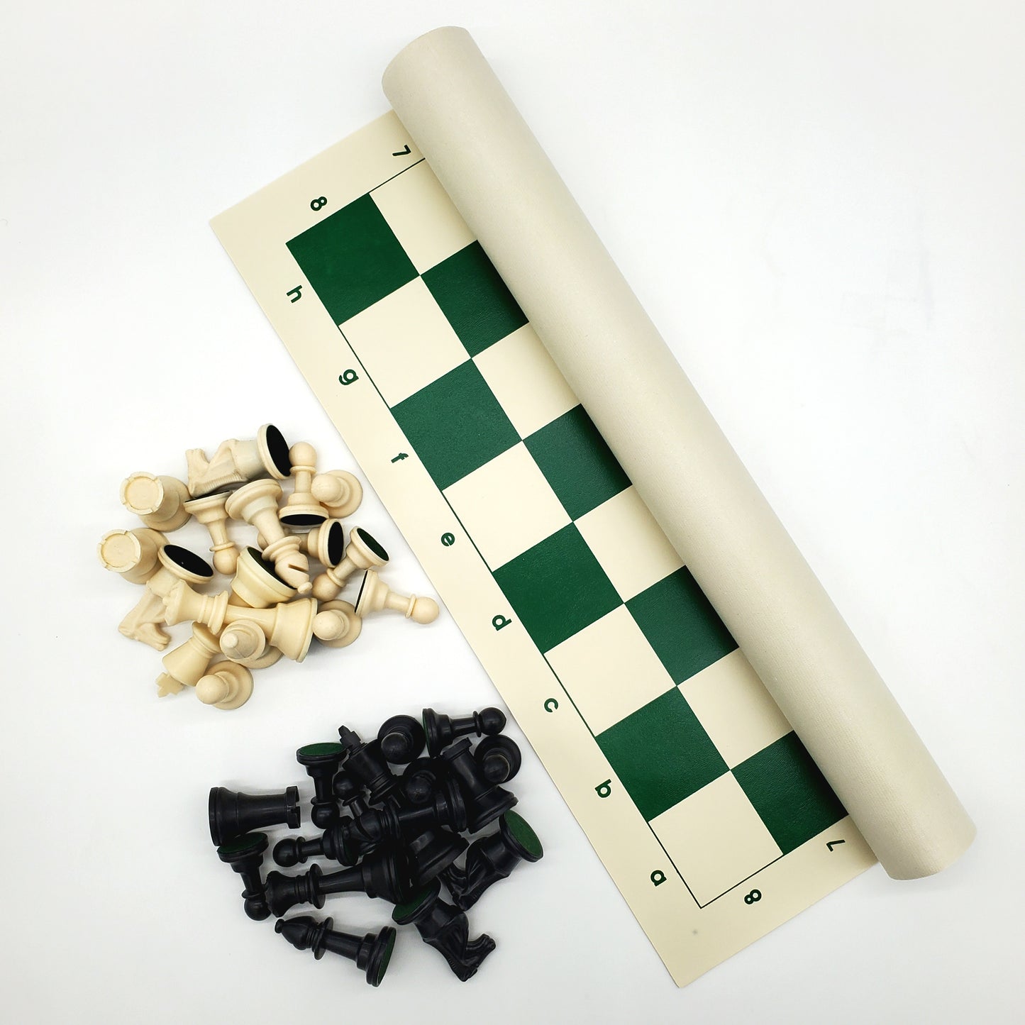 Chess with rollable mat