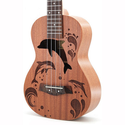 Ukulele with Dolphin Engraving 21 and 23 Inch