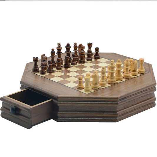 Wooden Chess Non Folding Hexagon Board 33cm