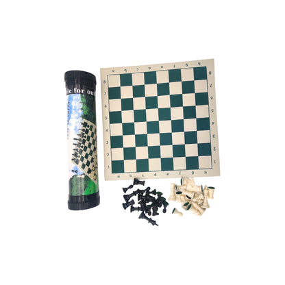 Chess with rollable mat