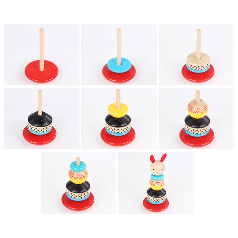 Stacked Rabbit Tower Rabbit Tower Wood – Boardgames and Puzzles