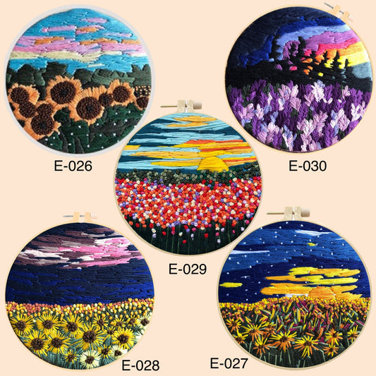 Embroidery Kits Flower Field Landscape