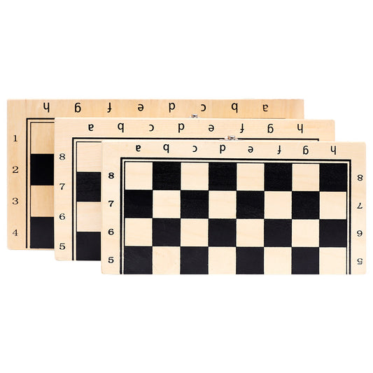 Wooden Chess Set with Notation White and Black Tiles