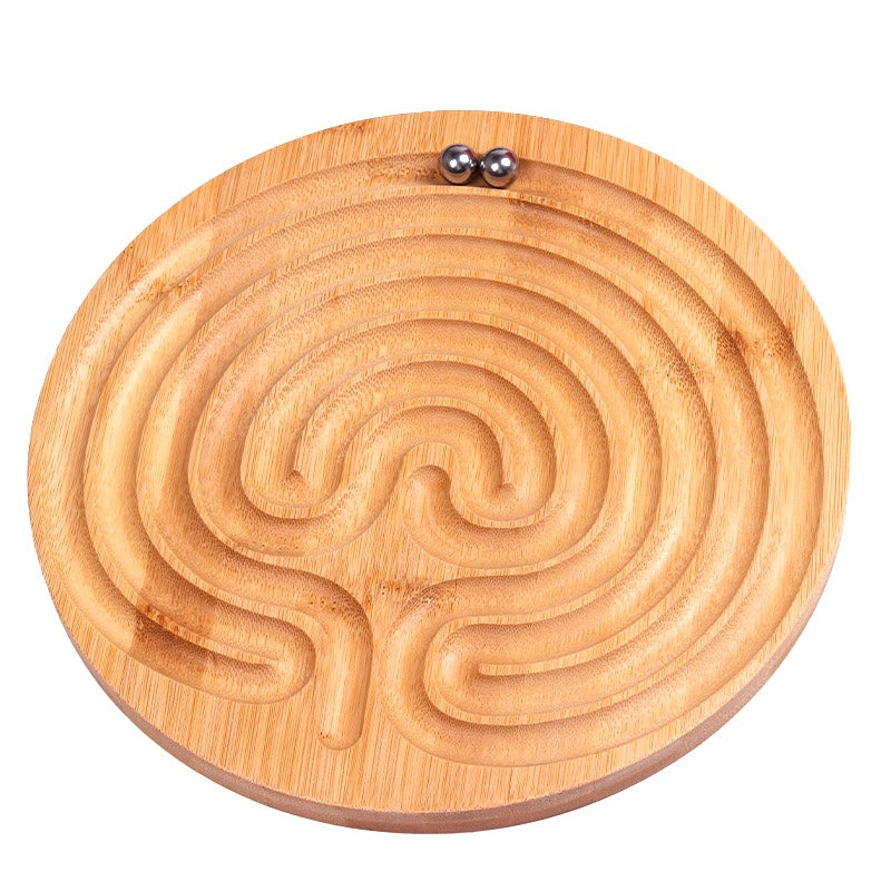 Wood Round Finger Labyrinth Stress Relieving