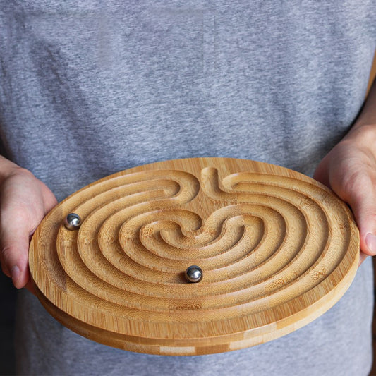 Wood Round Finger Labyrinth Stress Relieving